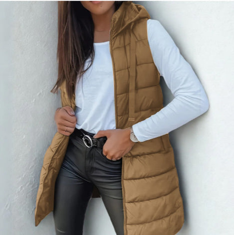 MARINA Relaxed Hooded Longline Puffer Vest