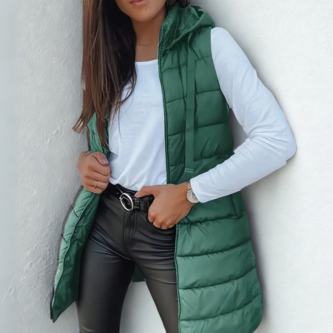 MARINA Relaxed Hooded Longline Puffer Vest