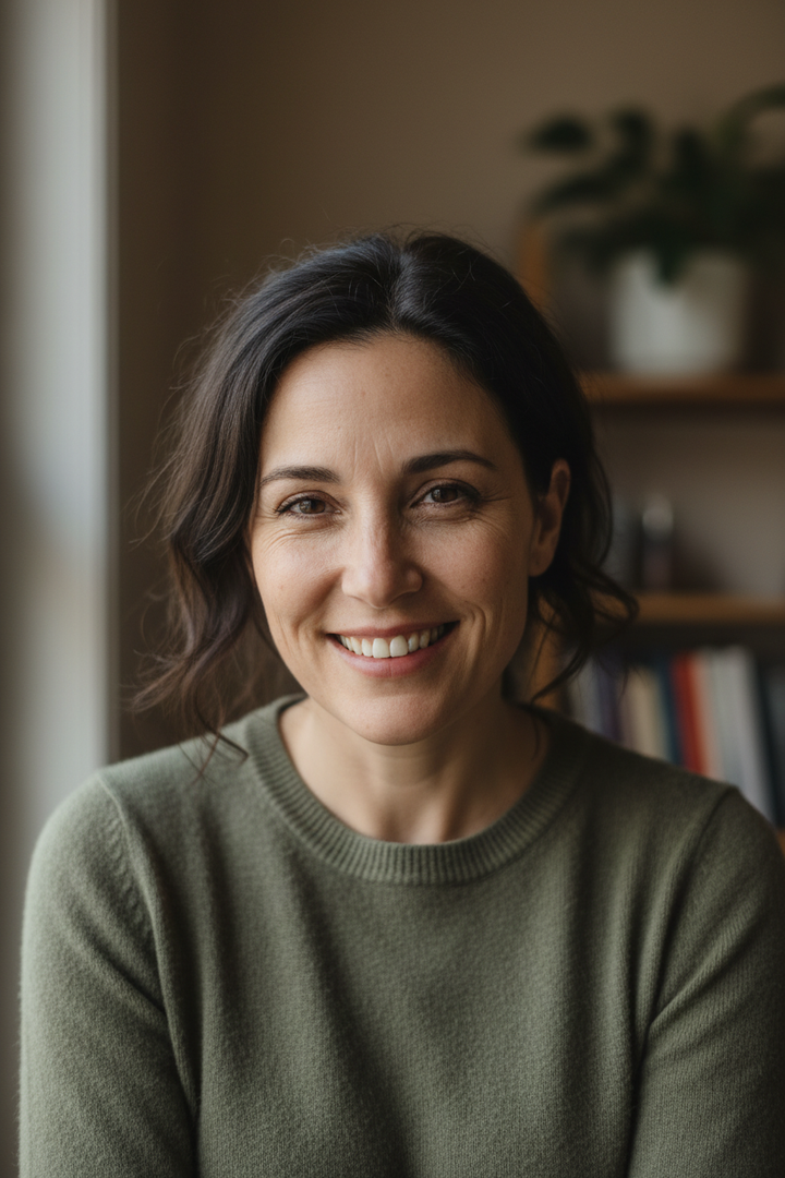 Realistic woman portrait early 40s